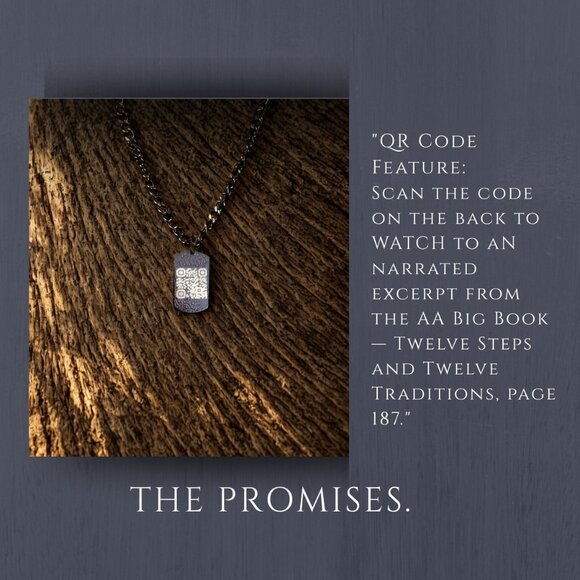 Sobriety Jewelry, Engraved Steel Alcoholics Anonymous AA Necklace Presentation - Picture 4 of 7